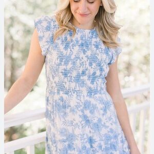 Blue and White Floral Dress
